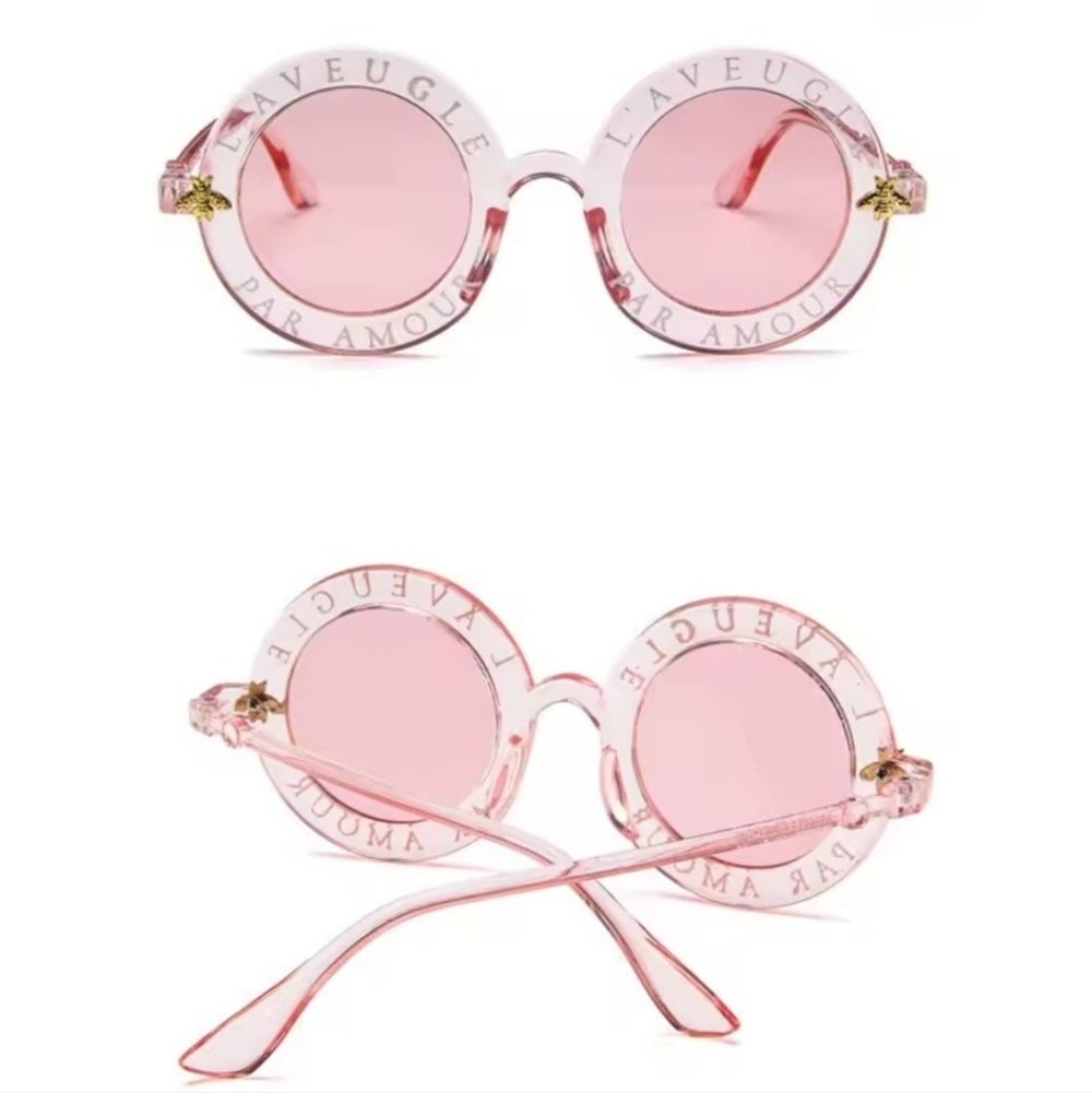 Retro Bold Pink Round Sunglasses - Picture 6 of 7